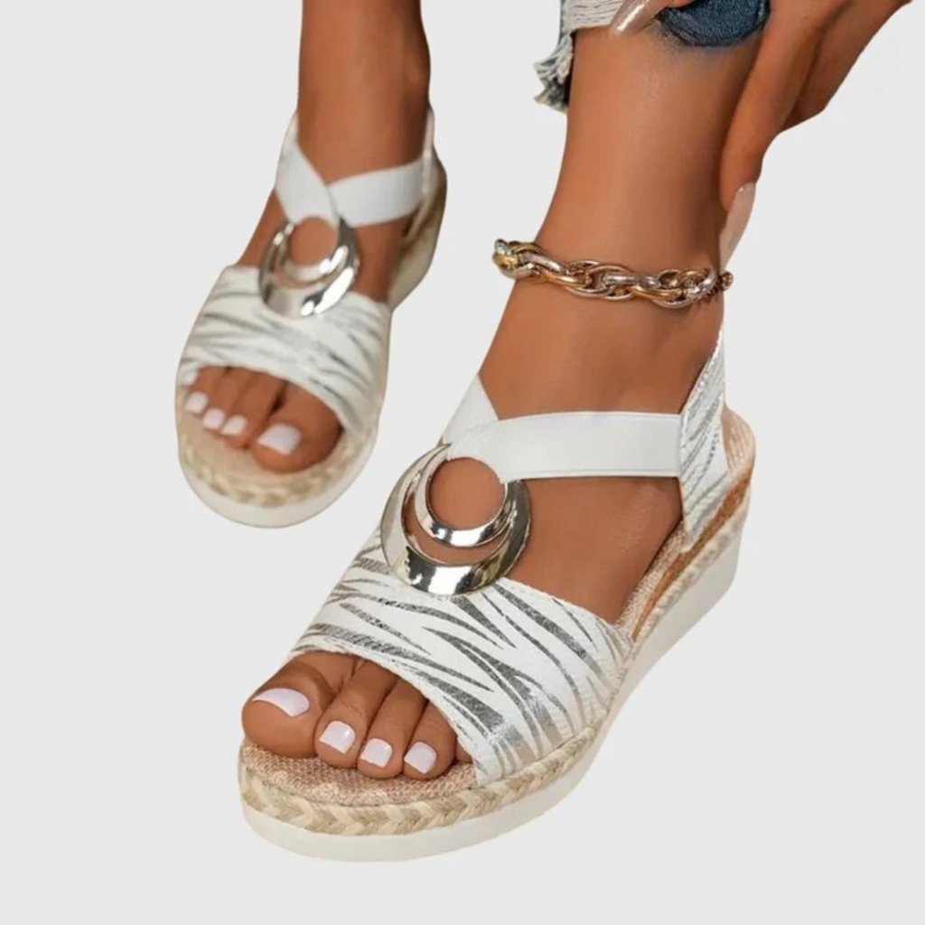 Women's Open-Toe Platform Espadrille Sandals with Ring Detail — styling detail