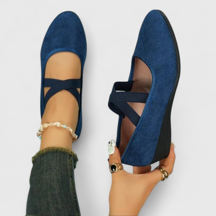 Women's Orthopedic Slip-On Wedge Shoes with Ankle Strap — back view