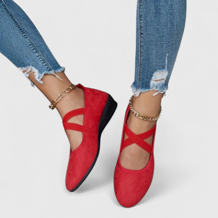 Women's Orthopedic Slip-On Wedge Shoes with Ankle Strap — detail view