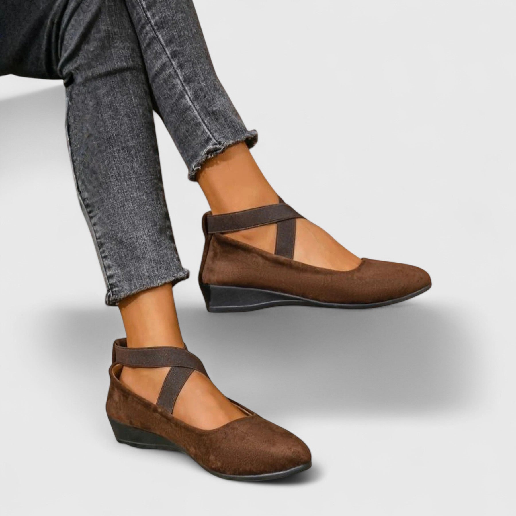 Women's Orthopedic Slip-On Wedge Shoes with Ankle Strap — side view