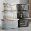 Women's Plastic Storage Bins with Lids Transparent Stackable Containers with Latching and Folding Handle - Image 1
