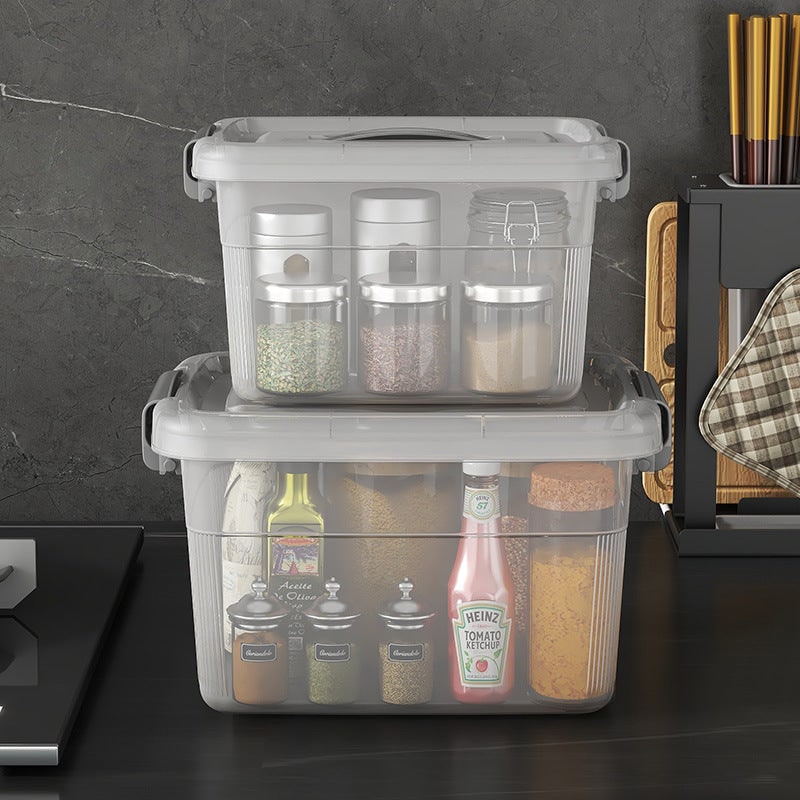 Women's Plastic Storage Bins with Lids Transparent Stackable Containers with Latching and Folding Handle - Image 4