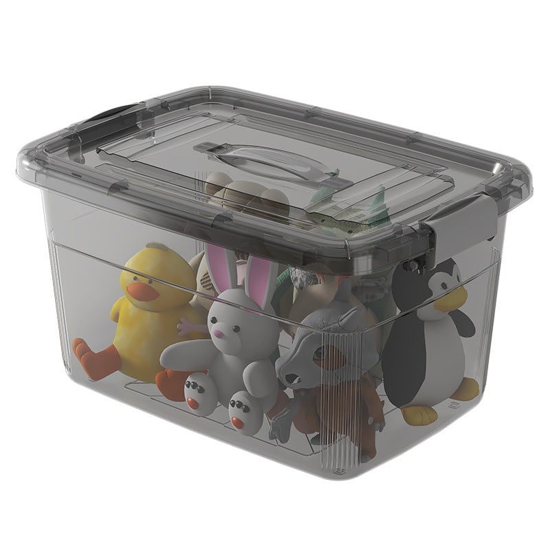 Women's Plastic Storage Bins with Lids Transparent Stackable Containers with Latching and Folding Handle - Image 5