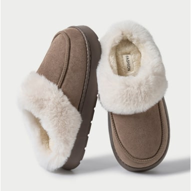 Women's Platform Slippers with Faux Suede Fur Lining and Thick Sole for Bedroom - Image 2