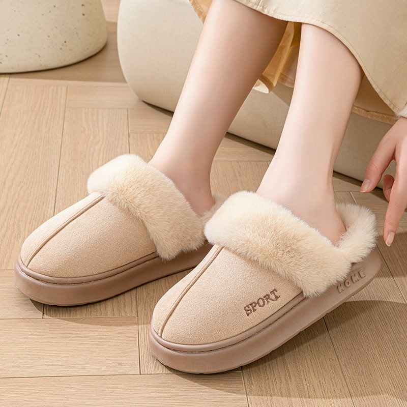 Women's Platform Slippers with Faux Suede Fur Lining and Thick Sole for Bedroom - Image 4