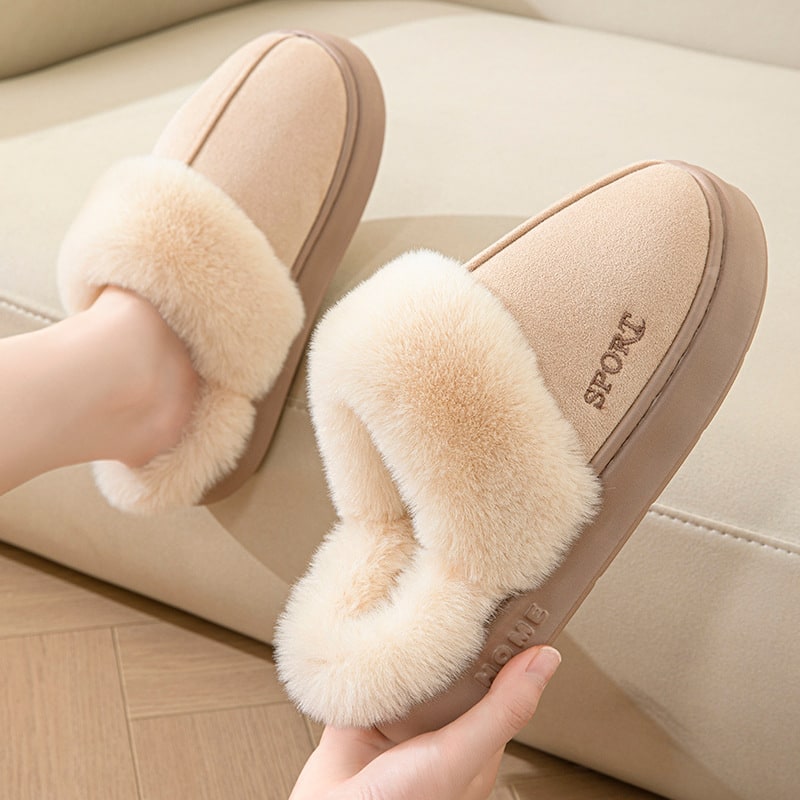 Women's Platform Slippers with Faux Suede Fur Lining and Thick Sole for Bedroom - Image 7