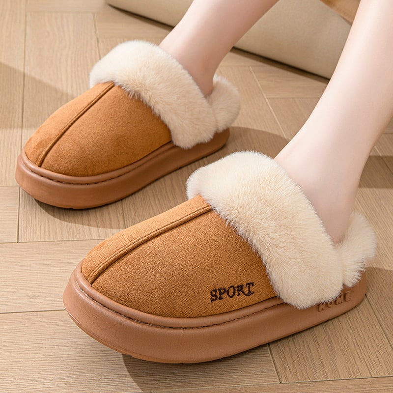 Women's Platform Slippers with Faux Suede Fur Lining and Thick Sole for Bedroom - Image 8