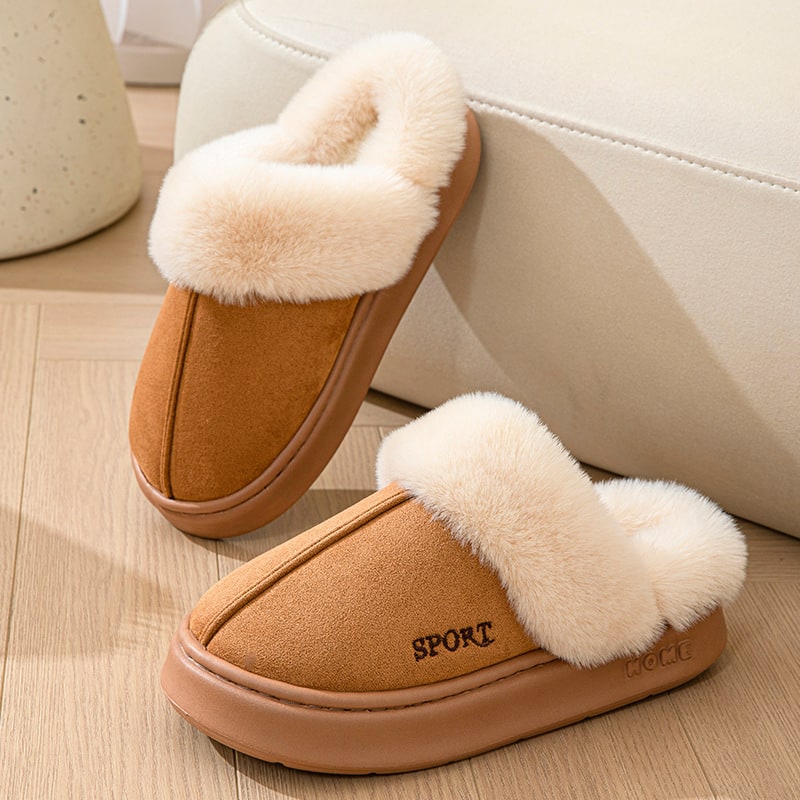 Women's Platform Slippers with Faux Suede Fur Lining and Thick Sole for Bedroom - Image 9