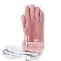 Women's Rechargeable Electric Heated Gloves with USB Power Faux Suede and Fur Trim - Image 1