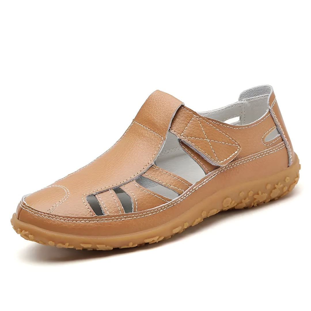 Womens Sandals Closed Toe Leather Adjustable Strap Cutout Summer Walking - Image 10