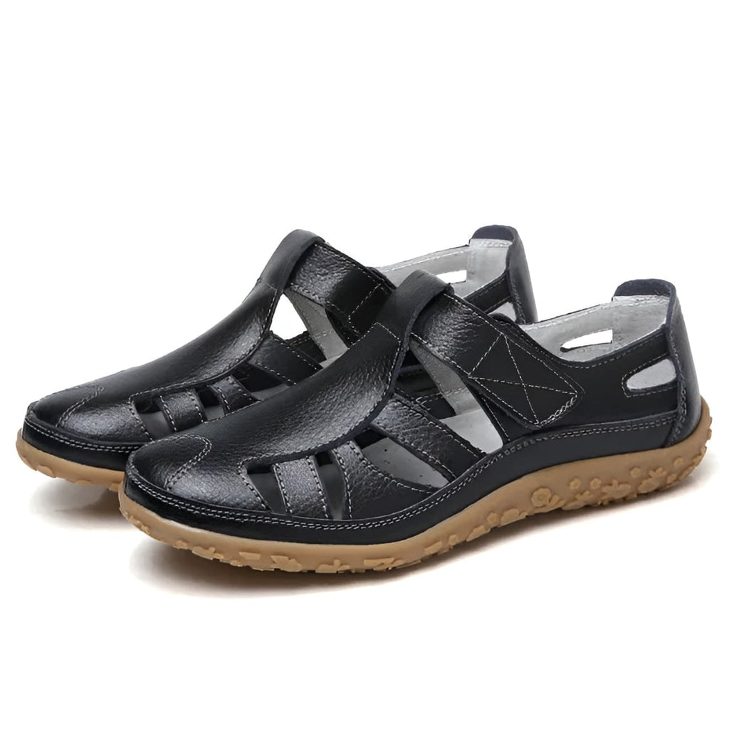 Womens Sandals Closed Toe Leather Adjustable Strap Cutout Summer Walking - Image 2