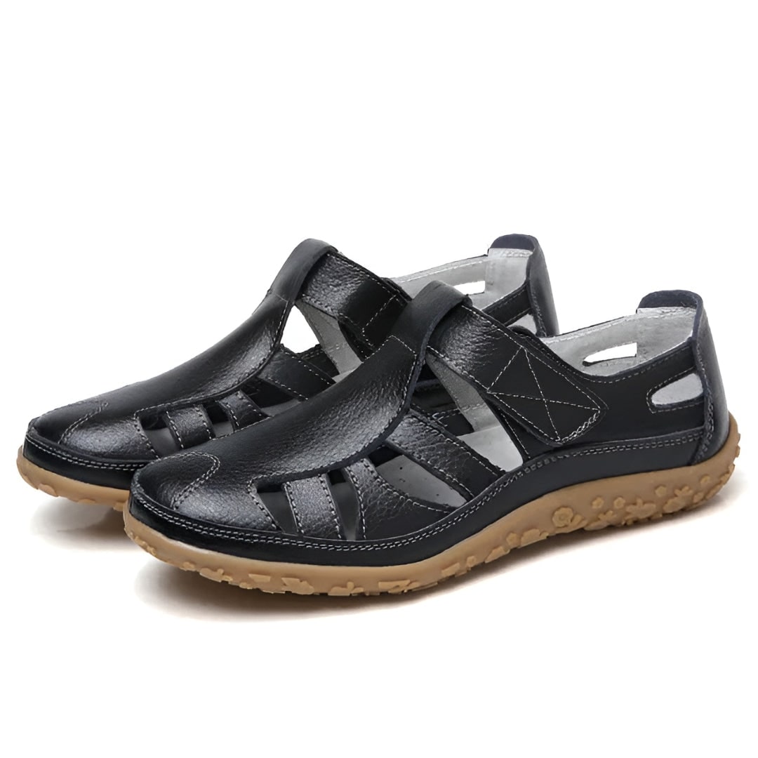 Womens Sandals Closed Toe Leather Adjustable Strap Cutout Summer Walking - Image 2