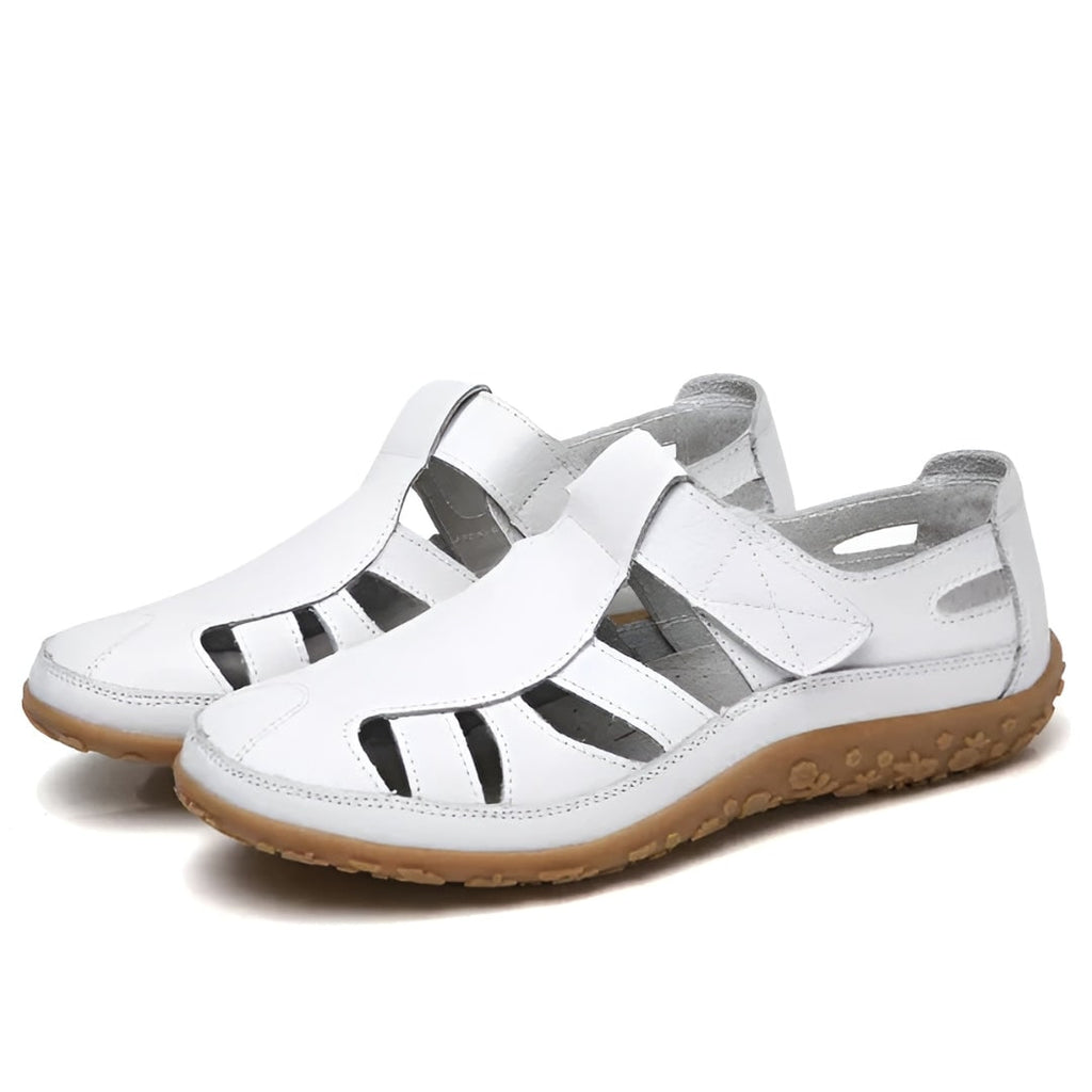 Womens Sandals Closed Toe Leather Adjustable Strap Cutout Summer Walking - Image 3