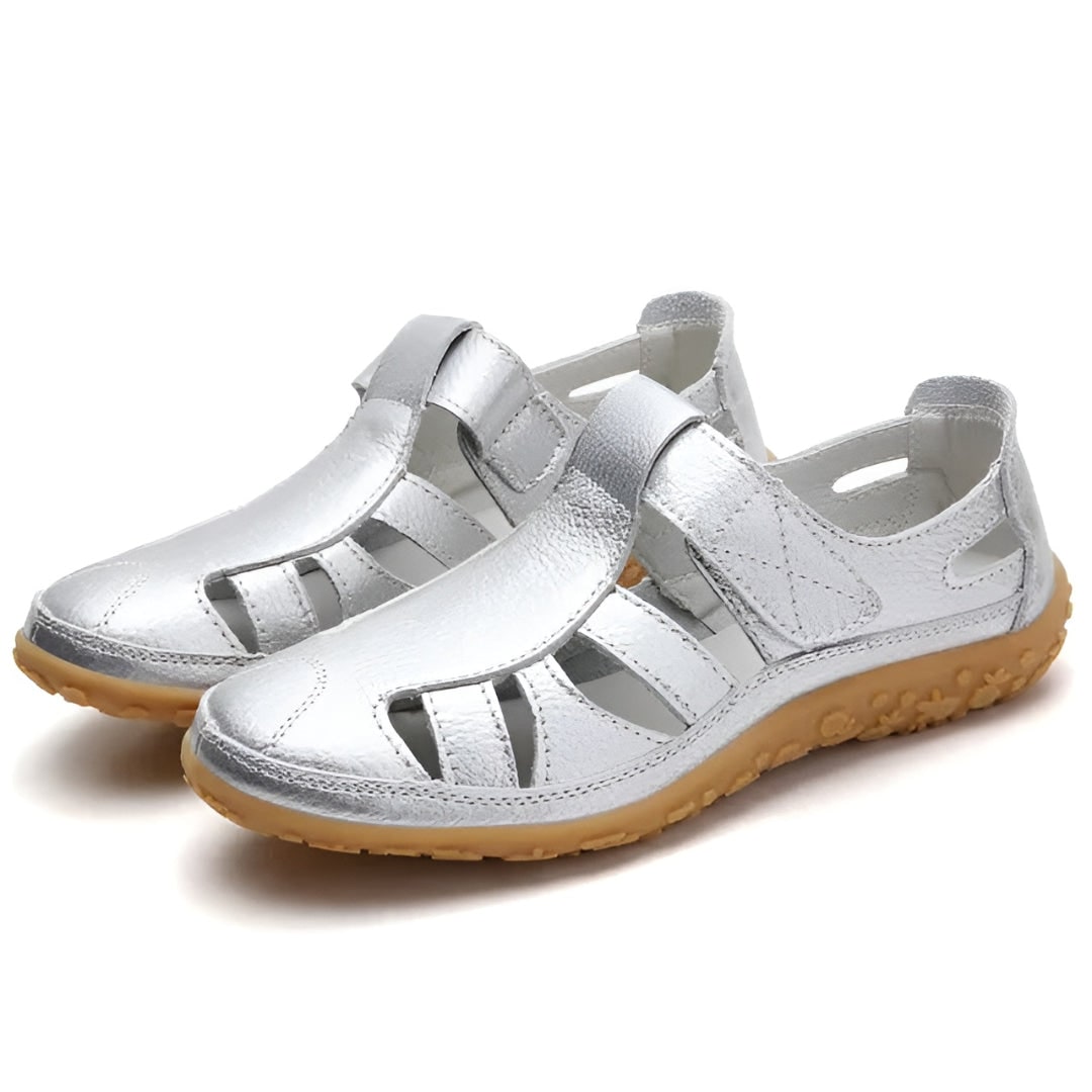 Womens Sandals Closed Toe Leather Adjustable Strap Cutout Summer Walking - Image 4