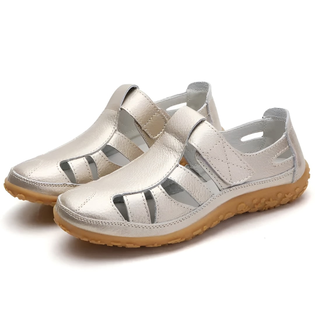Womens Sandals Closed Toe Leather Adjustable Strap Cutout Summer Walking - Image 5