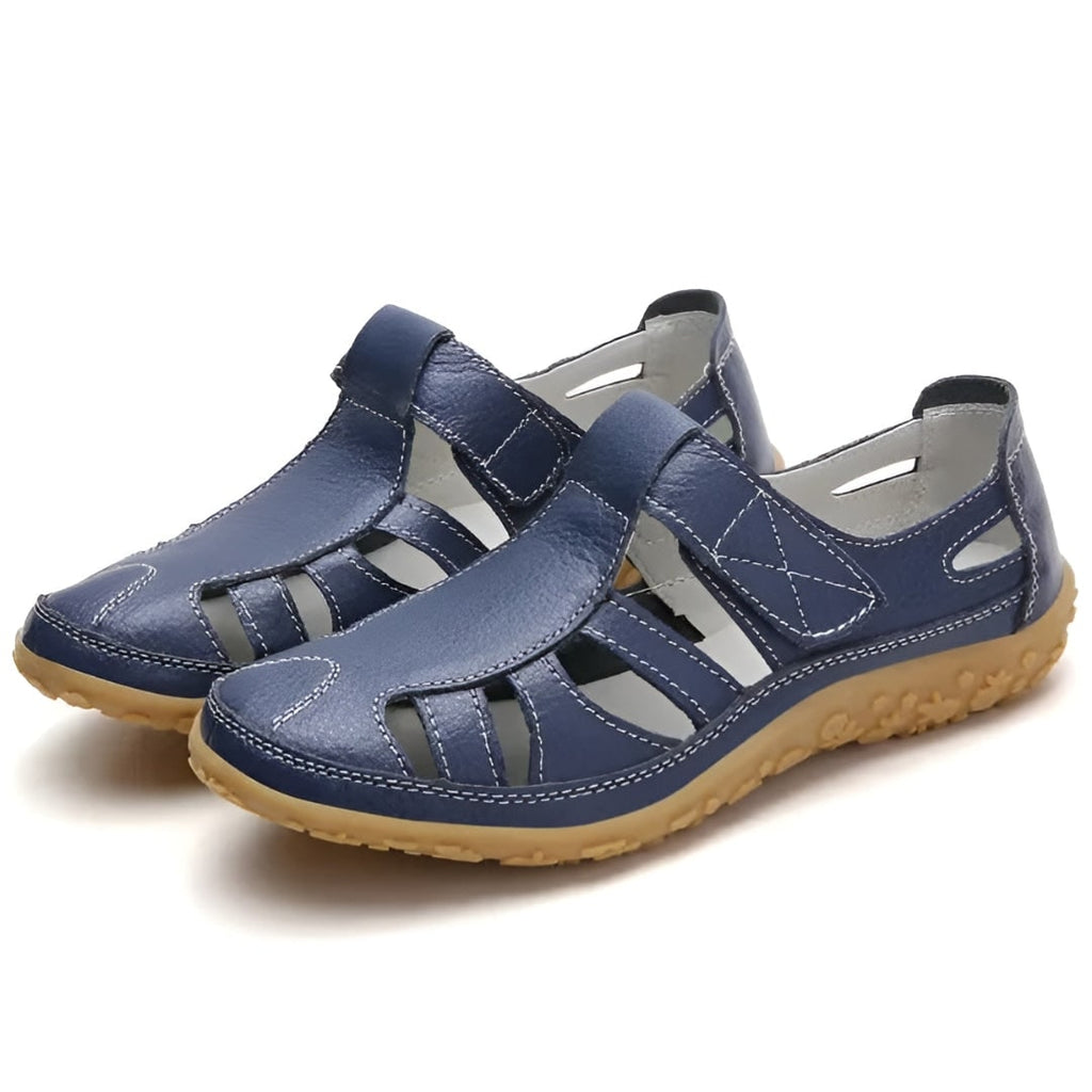 Womens Sandals Closed Toe Leather Adjustable Strap Cutout Summer Walking - Image 6