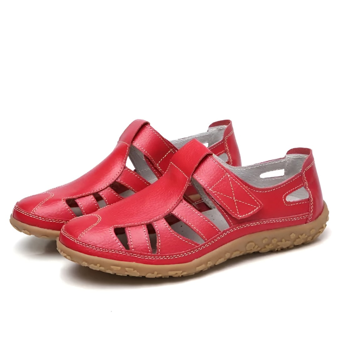 Womens Sandals Closed Toe Leather Adjustable Strap Cutout Summer Walking - Image 7