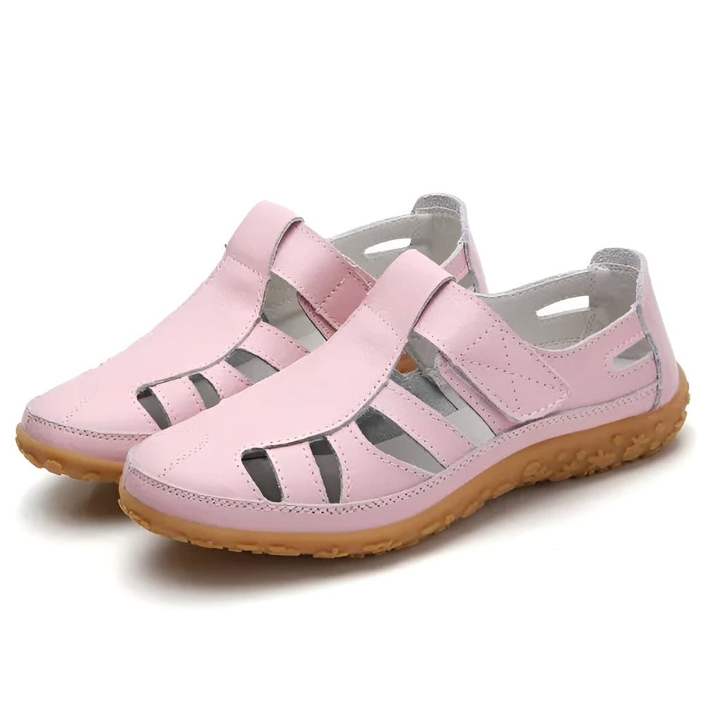 Womens Sandals Closed Toe Leather Adjustable Strap Cutout Summer Walking - Image 8
