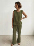 Women's Sleeveless Tank Top and Wide-Leg Pants Two-Piece Set