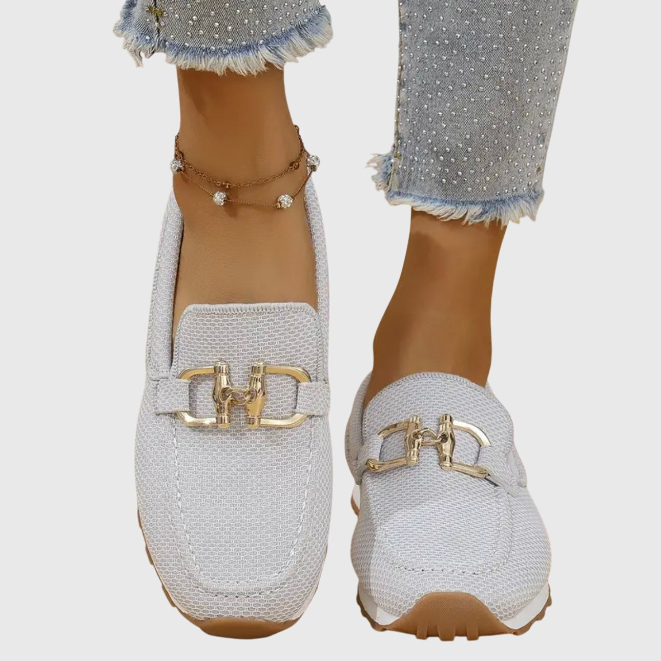 Women's Slip-On Loafers with Metal Buckle Detail — alternative angle
