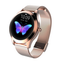 Womens Smartwatch Round Metal Mesh Strap Waterproof Rechargeable Ladies - Image 1