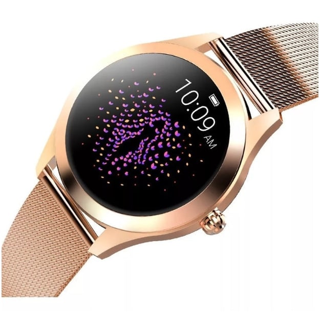 Womens Smartwatch Round Metal Mesh Strap Waterproof Rechargeable Ladies - Image 3