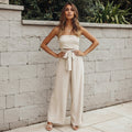Women's Trendy Strapless Backless Wide Leg Jumpsuit with Tie Waist — side view