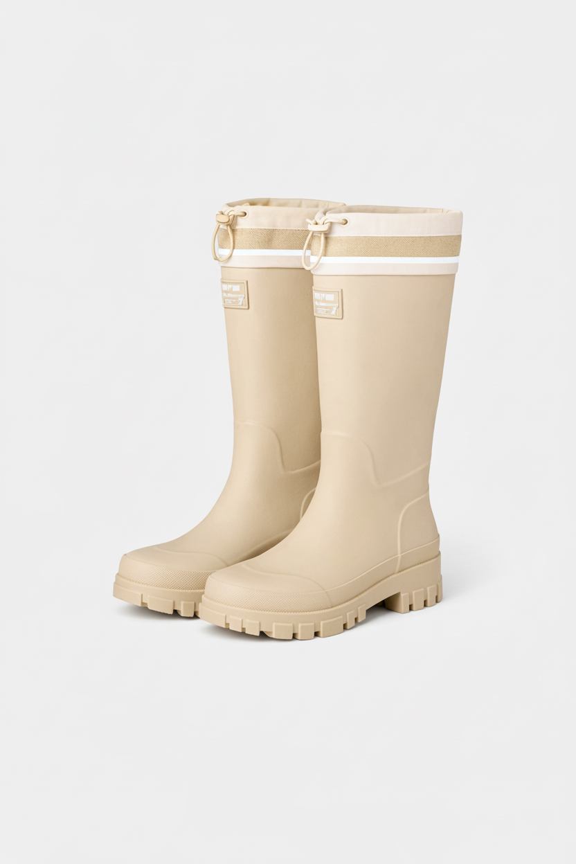 Women's Waterproof Boots with Adjustable Drawstring Collar and Chunky Lug Sole - Image 1