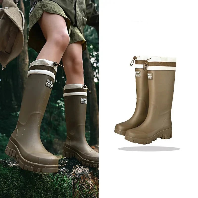 Women's Waterproof Boots with Adjustable Drawstring Collar and Chunky Lug Sole - Image 14