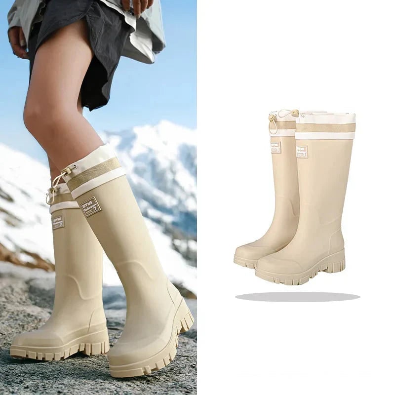 Women's Waterproof Boots with Adjustable Drawstring Collar and Chunky Lug Sole - Image 18