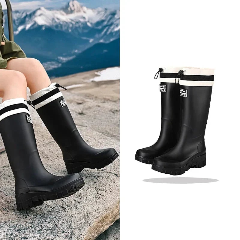 Women's Waterproof Boots with Adjustable Drawstring Collar and Chunky Lug Sole - Image 7