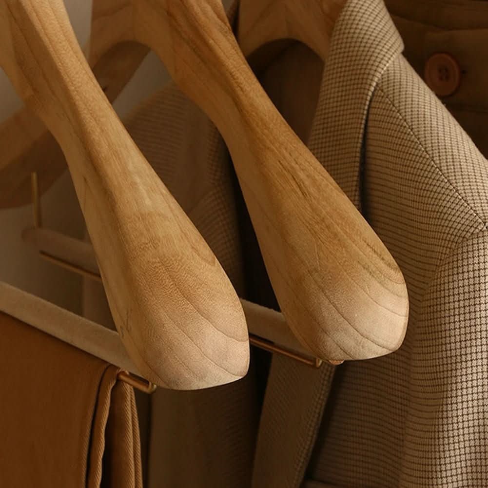 Wooden Clothes Hangers with Shoulders Metal Clips and Bar for Suits and Coats - Image 4