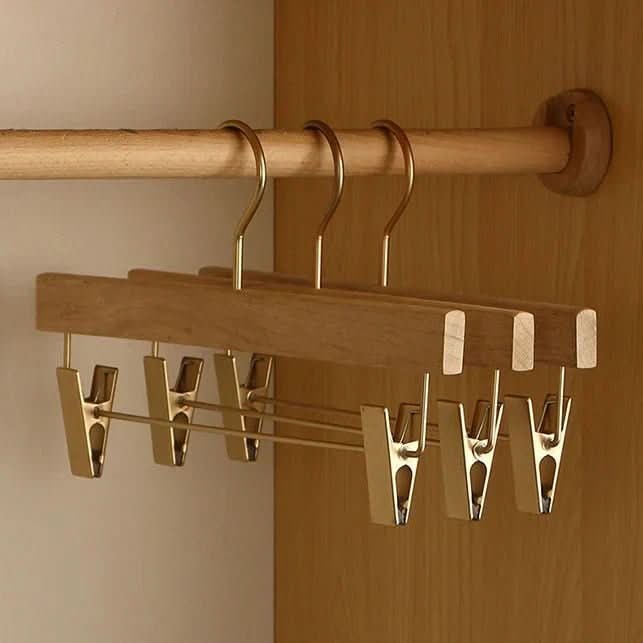 Wooden Clothes Hangers with Shoulders Metal Clips and Bar for Suits and Coats - Image 9