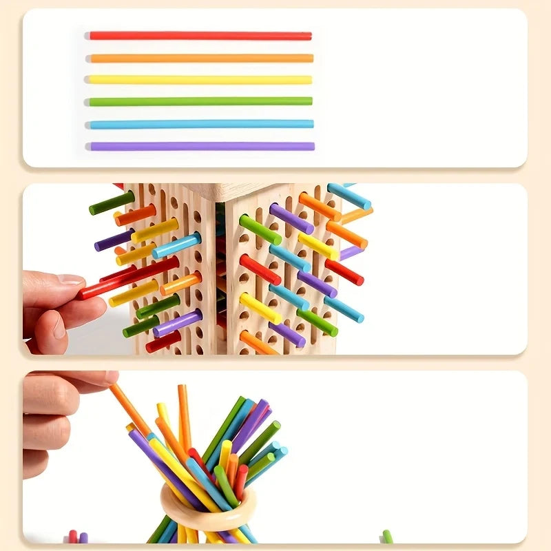 Wooden Tower Game with Colored Sticks and Balls Balance Toy - Image 10