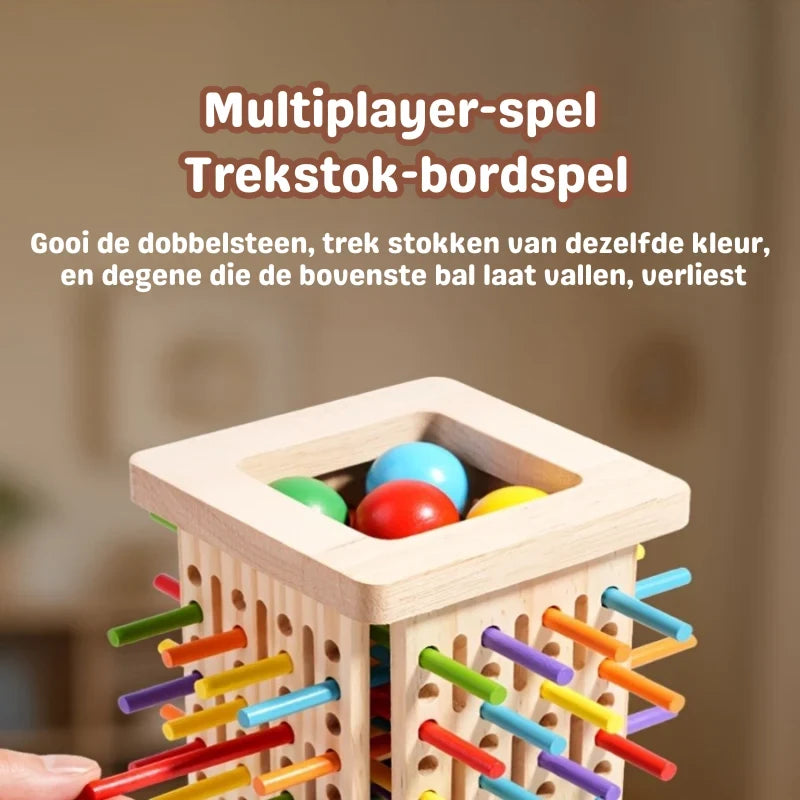 Wooden Tower Game with Colored Sticks and Balls Balance Toy - Image 4