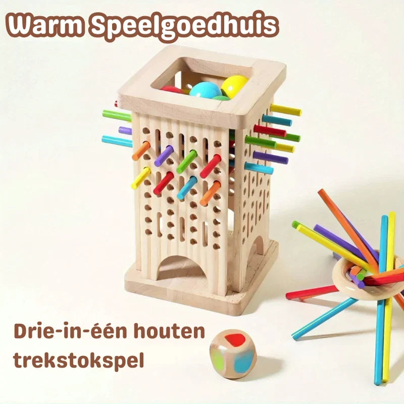 Wooden Tower Game with Colored Sticks and Balls Balance Toy - Image 6