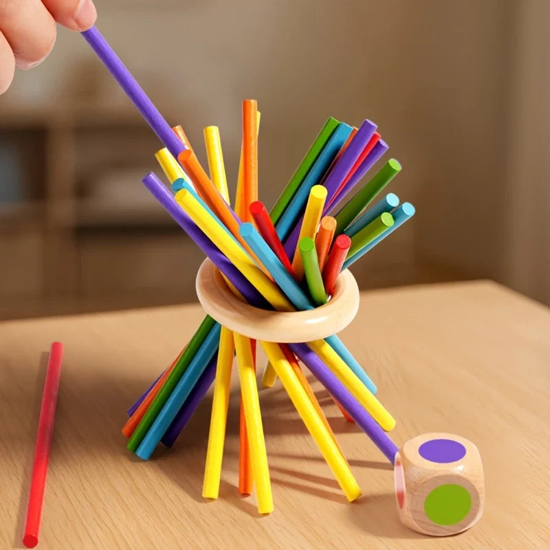 Wooden Tower Game with Colored Sticks and Balls Balance Toy - Image 8
