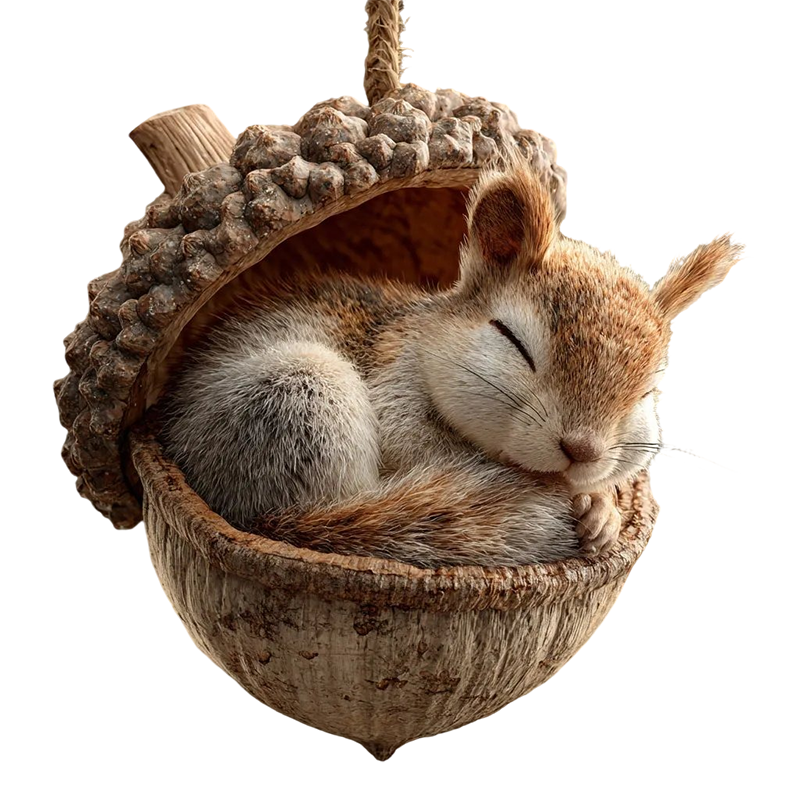 Woodland Animal Ornament Resin Acorn LED Hanging Christmas Gift - Image 3