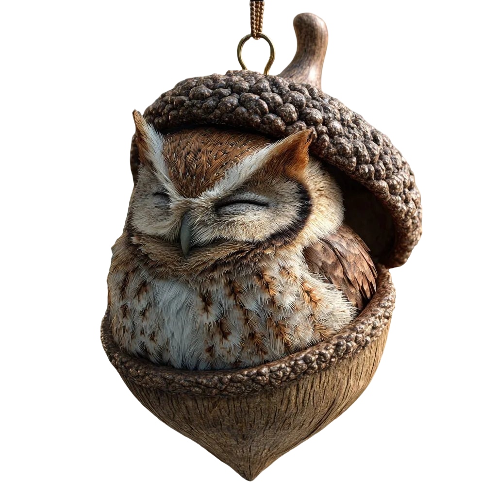Woodland Animal Ornament Resin Acorn LED Hanging Christmas Gift - Image 6
