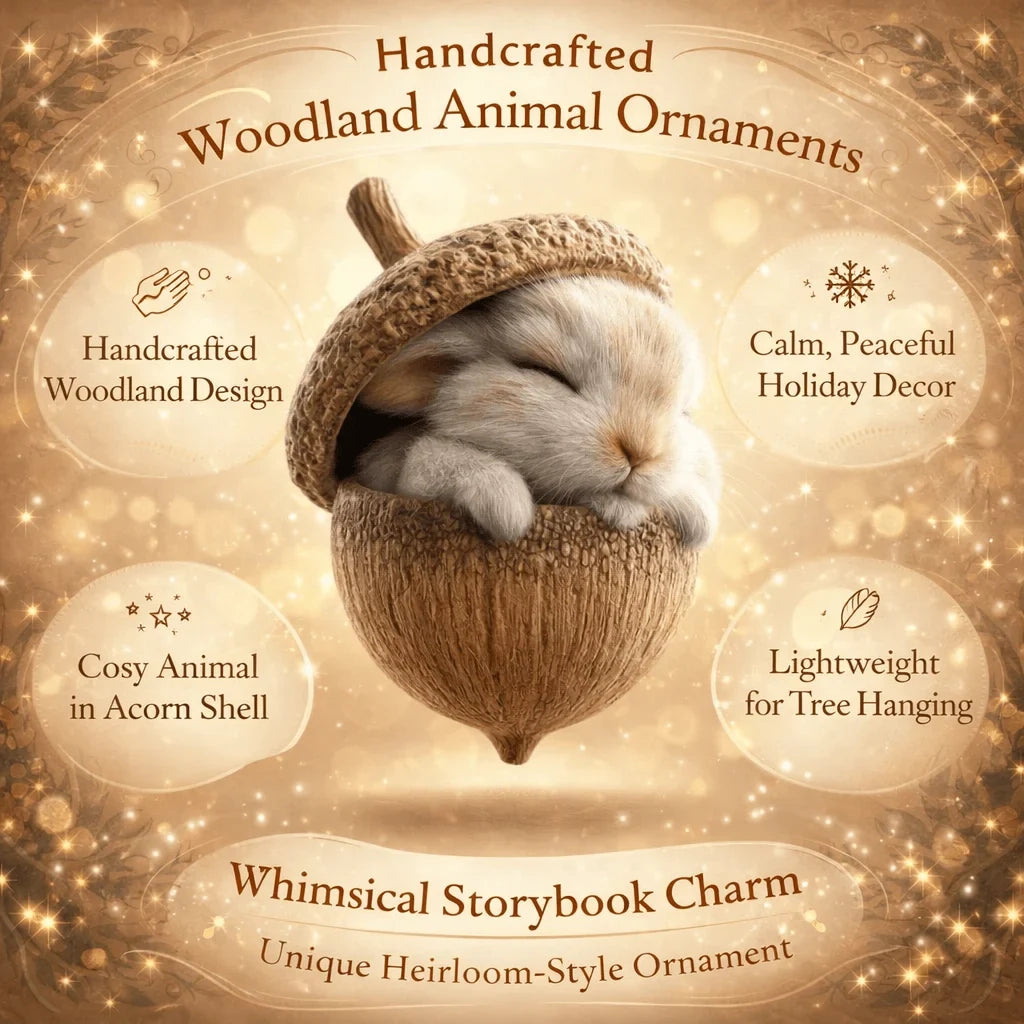 Woodland Christmas Ornaments with Acorn Design and Handmade Rustic Details - Image 4