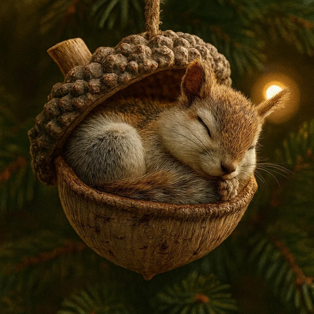 Woodland Christmas Ornaments with Hand-Painted Acorn Design and Hanging Loop - Image 4