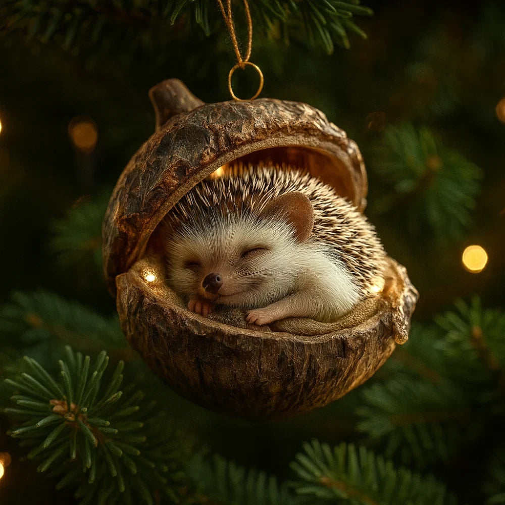 Woodland Christmas Ornaments with Hand-Painted Acorn Design and Hanging Loop - Image 5