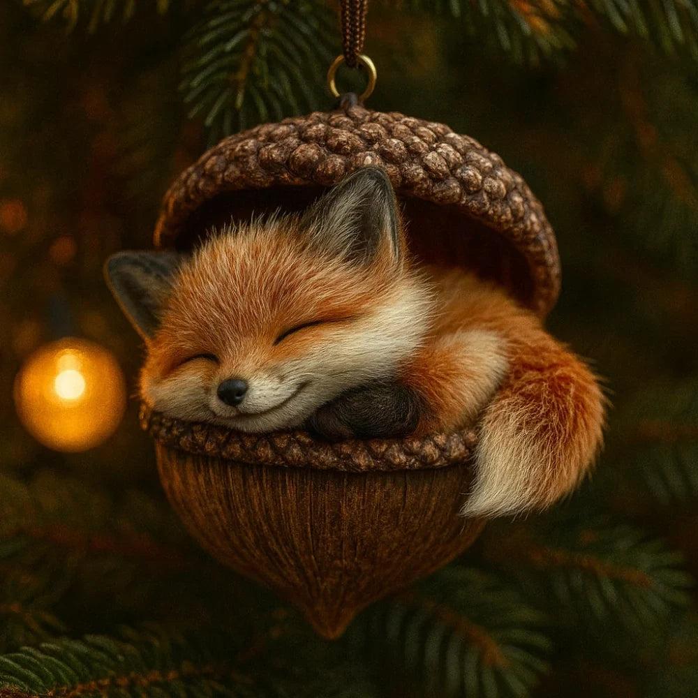 Woodland Christmas Ornaments with Hand-Painted Acorn Design and Hanging Loop - Image 6