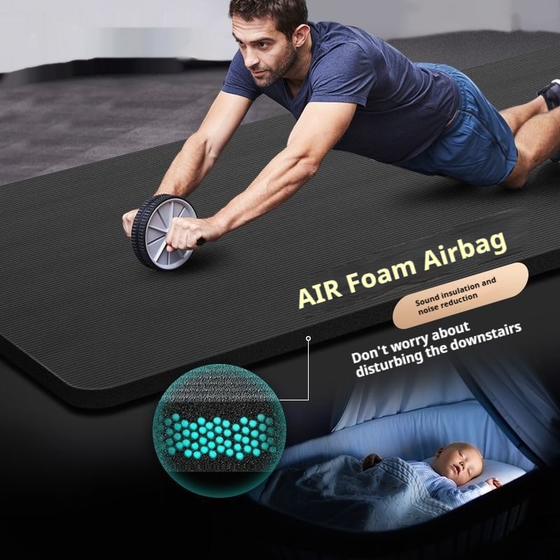 Yoga Mat and Thick Exercise with Non-Slip Ribbed Foam Cushioning 10mm - Image 7