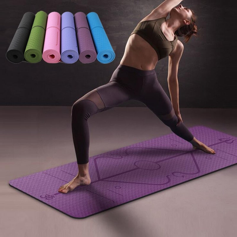 Yoga Mat Folding Exercise with Thick Non-Slip Tpe and Alignment Lines for Beginners - Image 16