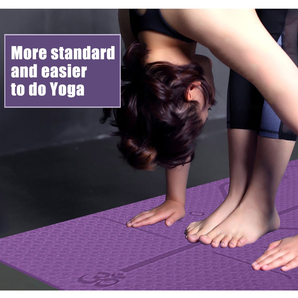 Yoga Mat Folding Exercise with Thick Non-Slip Tpe and Alignment Lines for Beginners - Image 2