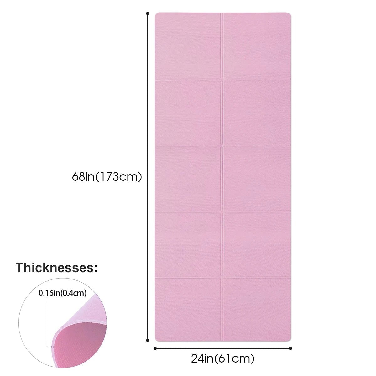 Yoga Mat for Pilates Exercise Foldable Portable Lightweight Non Slip Waterproof - Image 5
