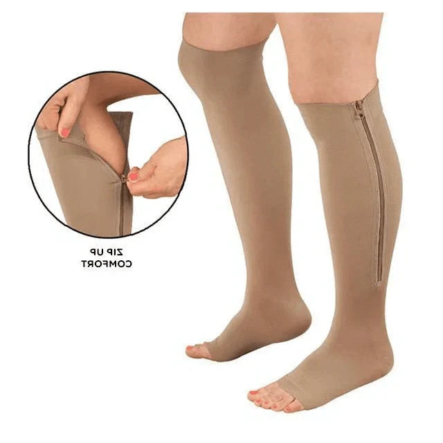 Zipper Compression Socks Knee High Open Toe with Graduated for Travel and Pregnancy - Image 10
