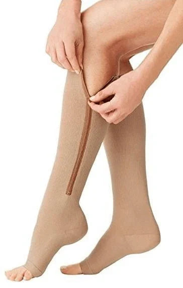 Zipper Compression Socks Knee High Open Toe with Graduated for Travel and Pregnancy - Image 11