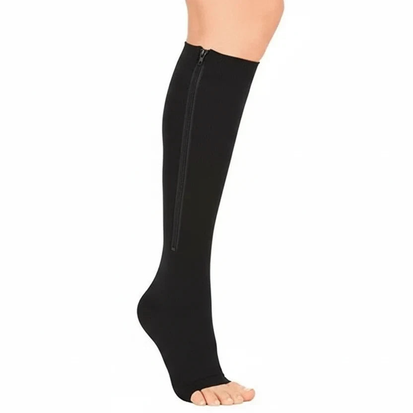 Zipper Compression Socks Knee High Open Toe with Graduated for Travel and Pregnancy - Image 12